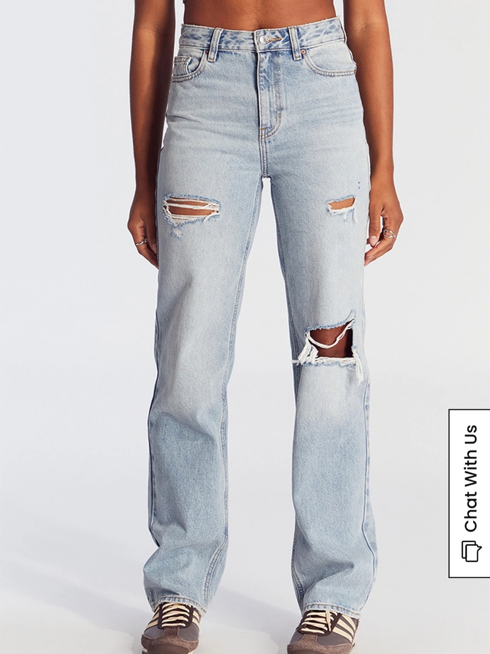 Pacsun '90s Boyfriend Jeans Ripped Light Indigo  - Size 28 / Short